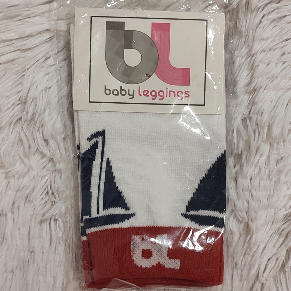 NWT Baby Leggings Baby/Toddler Leg Warmers Red Blue Sailboat Boy/Girl 8-35 Lbs